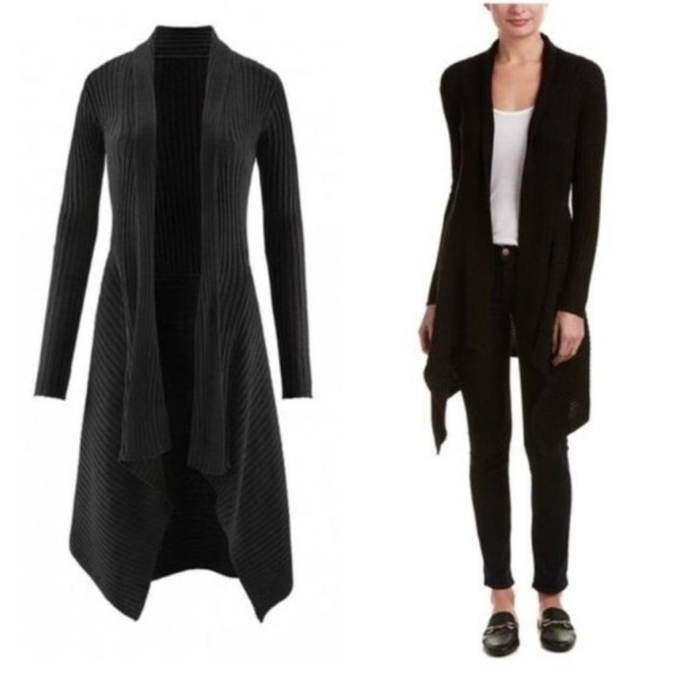 CAbi Black Ribbed Cardigan Sweater